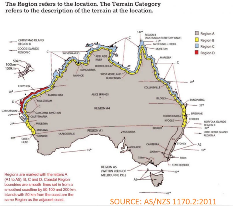 Wind regions in Australia